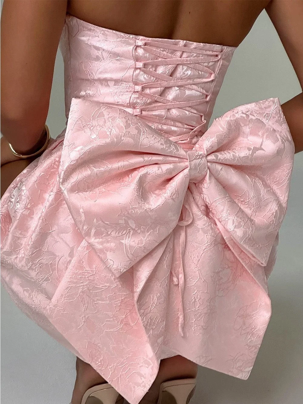 Babyboo ELENORA MINI DRESS BLUSH Bow Back Corset Size Small - Picture 5 of 11